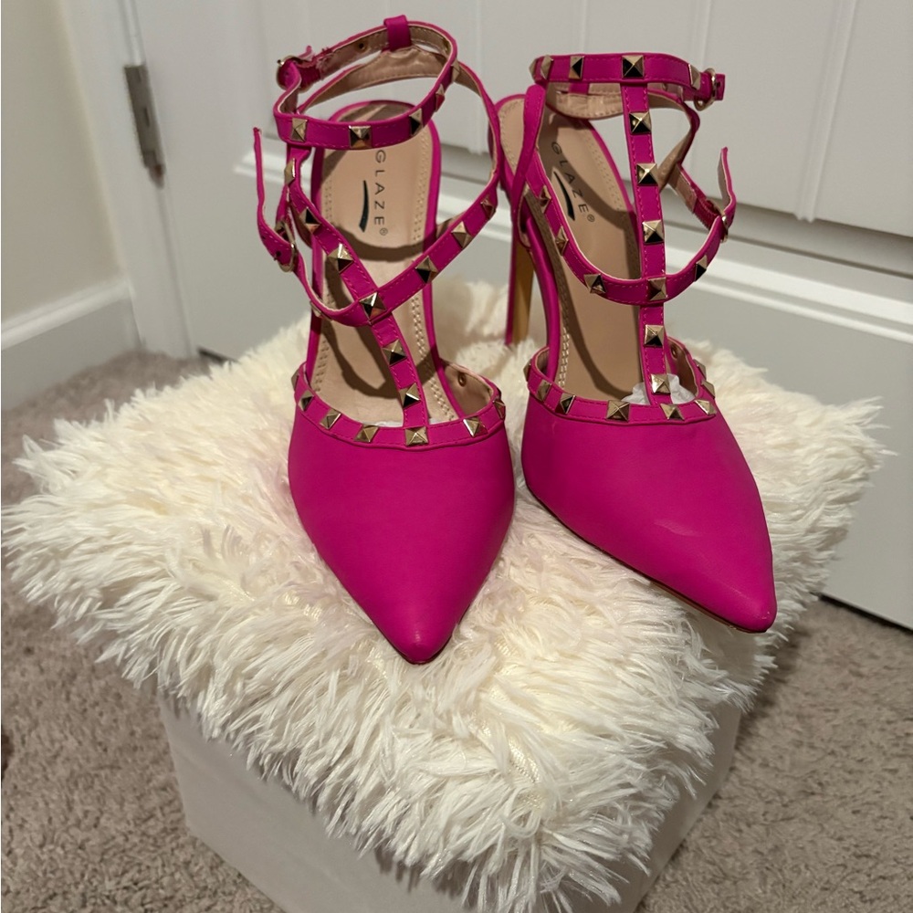 Glaze Fuchsia Studded Heels